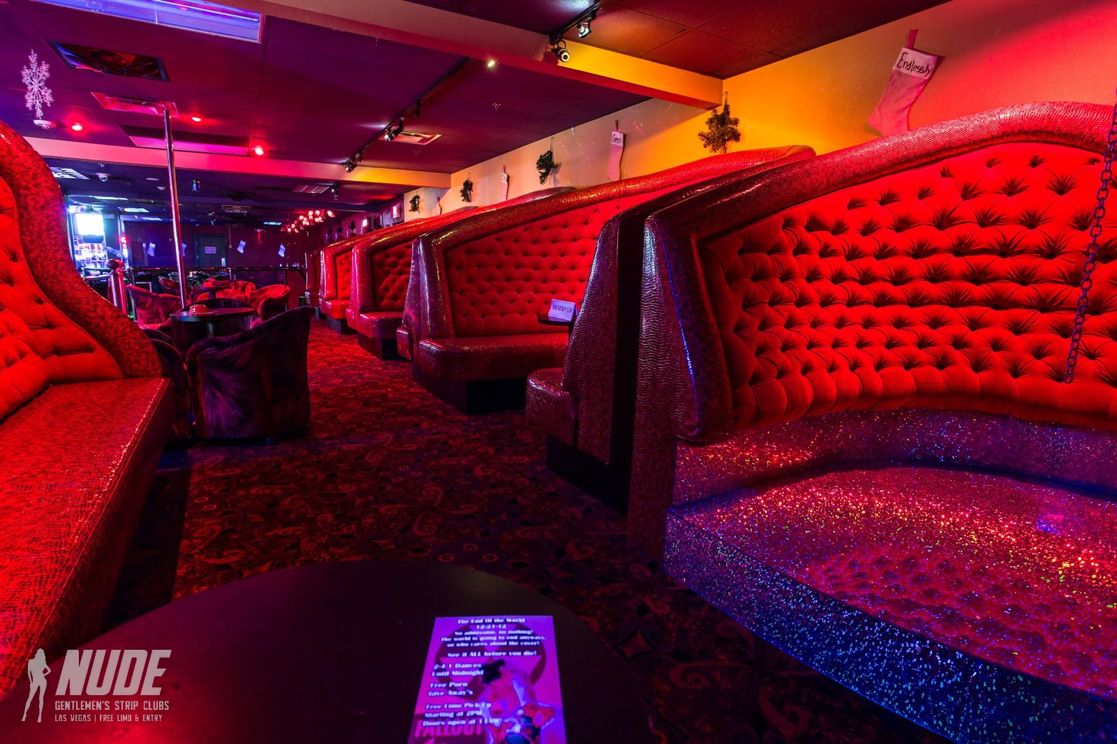 Little Darlings Las Vegas red tufted booth seating